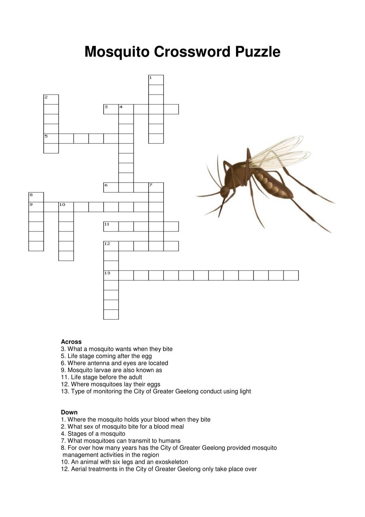 Mosquito Crossword Inc Answers City Of Greater Geelong Mosquito Crossword Inc Answers City Of Greater Geelong