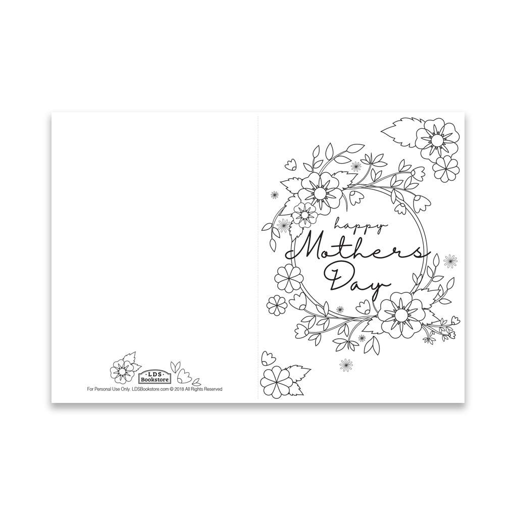 Mother s Day Coloring Card Spring Flowers Digital Download In LDS Mother s Day Printables On LDSBookstore
