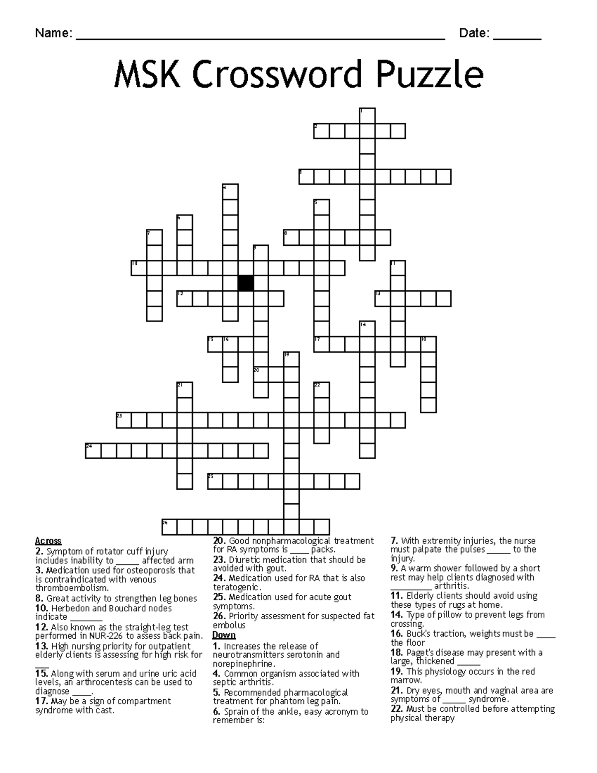 MSK Crossword Puzzle Key Terms In Musculoskeletal Care Studocu MSK Crossword Puzzle Key Terms In Musculoskeletal Care Studocu