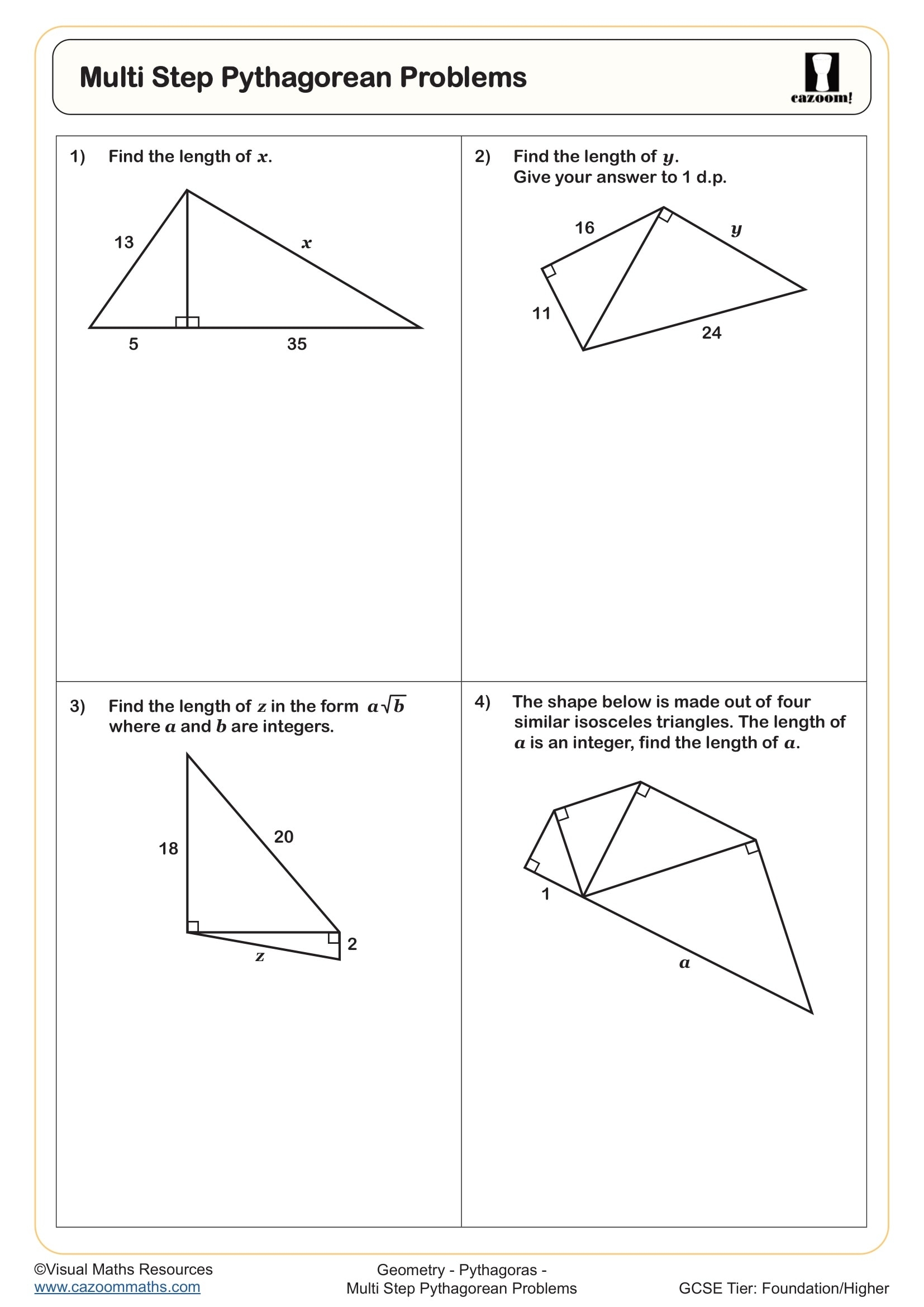 pythagorean theorem worksheets