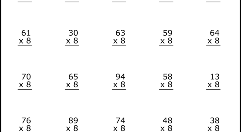 Multiplication Worksheets 2 Digit By 1 Digit Math Drills Free Printables Lettering SVG Files Tools Apps