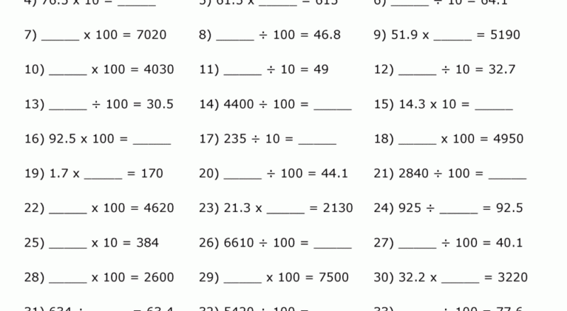 Multiply And Divide By 10 100
