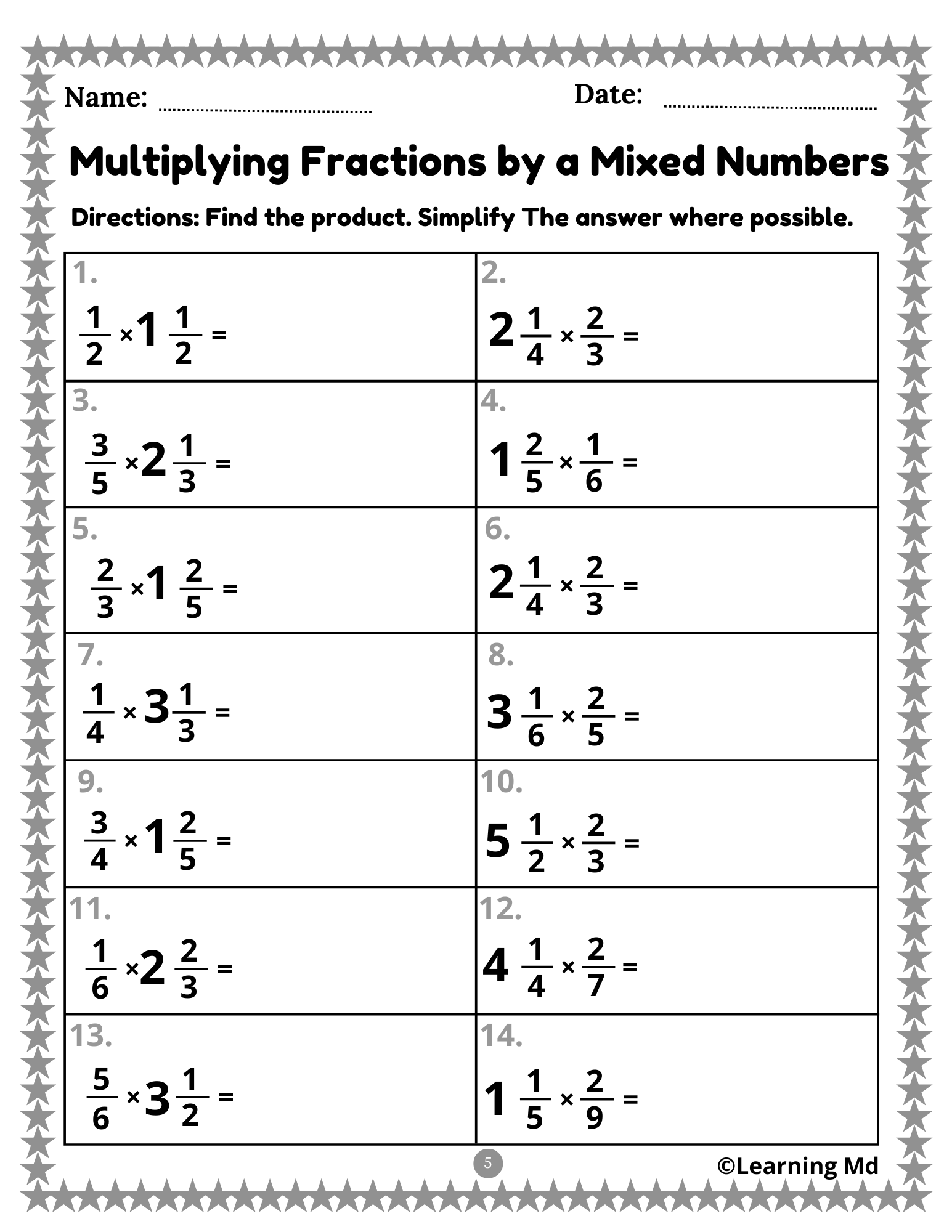 multiplying mixed numbers worksheet multiplying mixed numbers worksheet