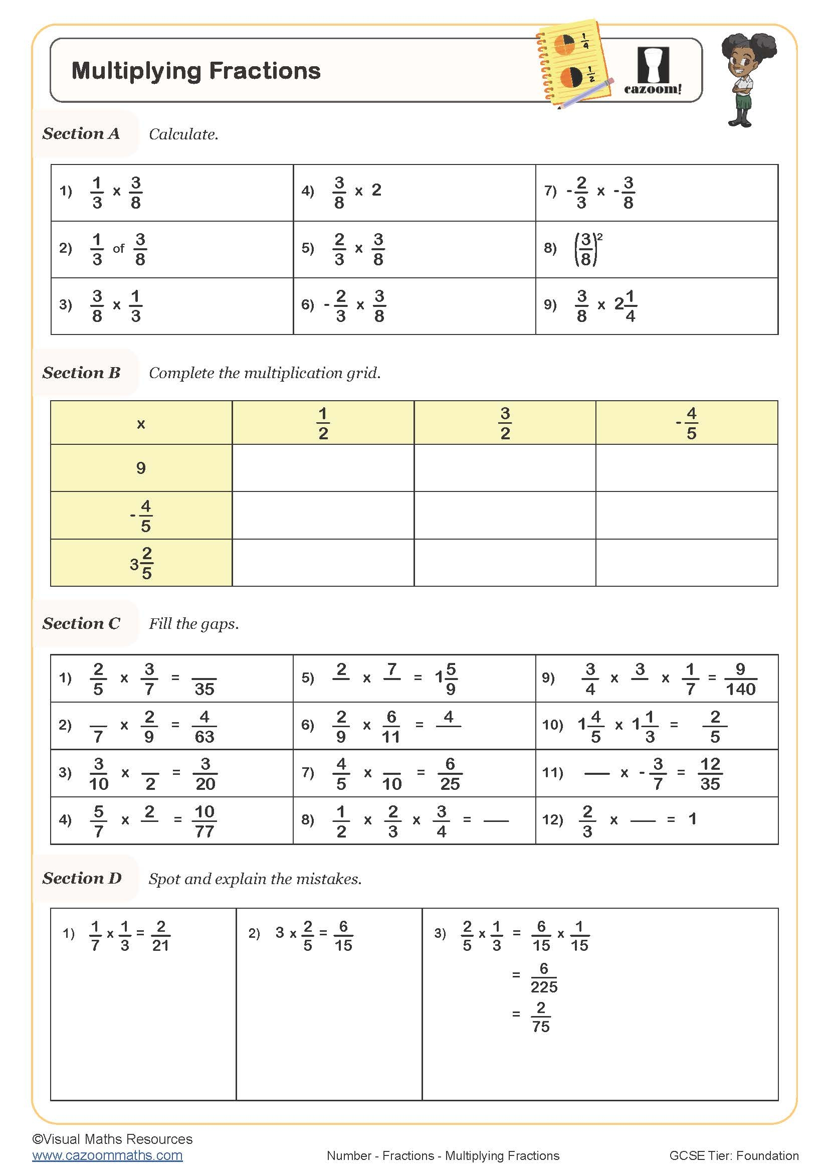 multiplying fractions by fractions worksheet multiplying fractions by fractions worksheet