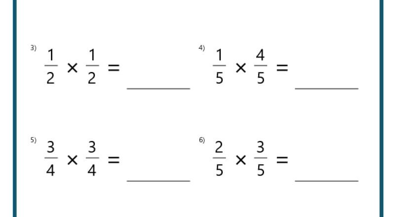 Multiplying Fractions Worksheets