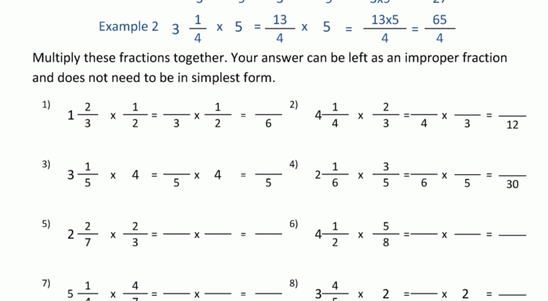 Multiplying Mixed Fractions