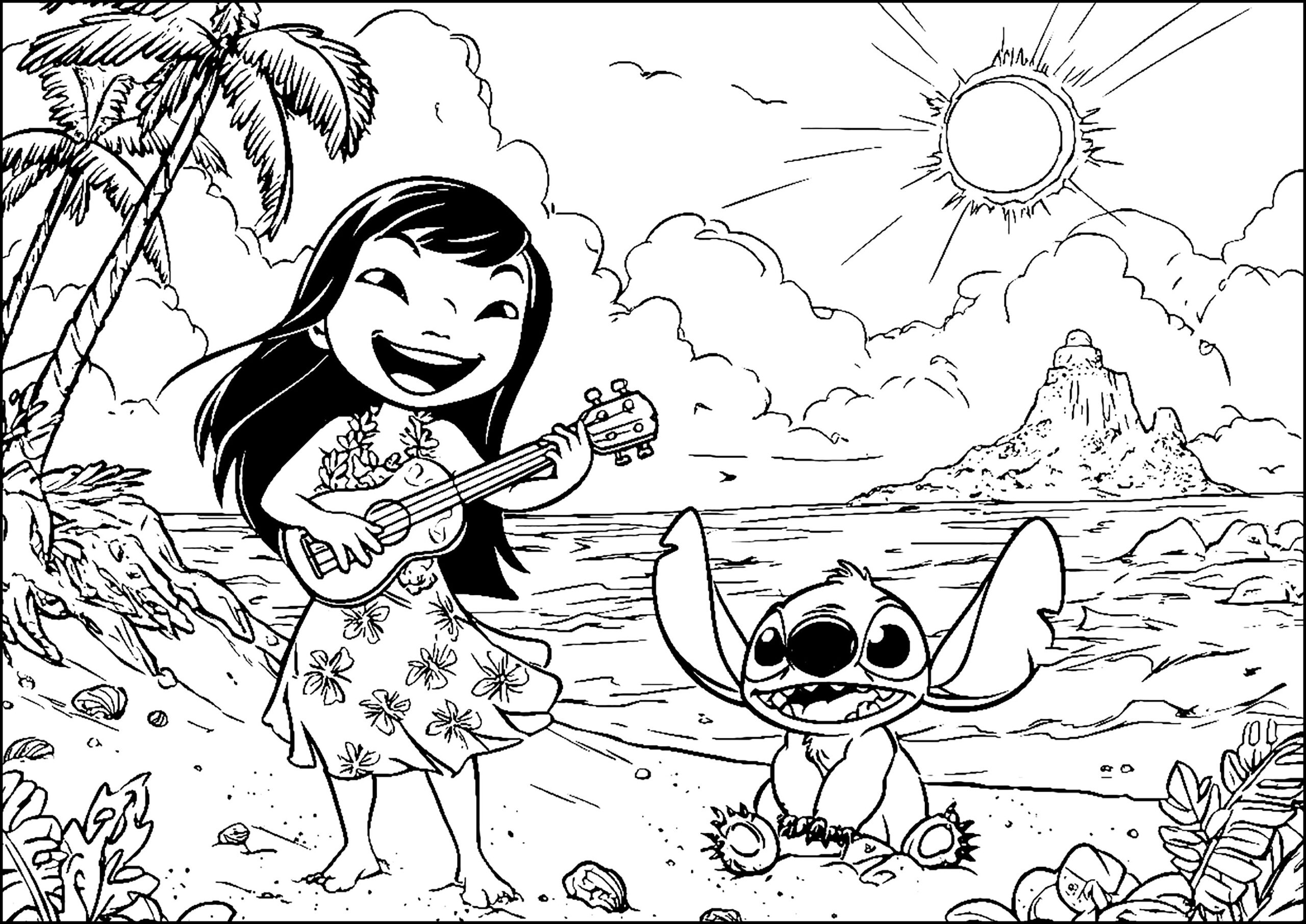 Music And Joy Under The Sun Lilo And Stitch Coloring Pages Music And Joy Under The Sun Lilo And Stitch Coloring Pages