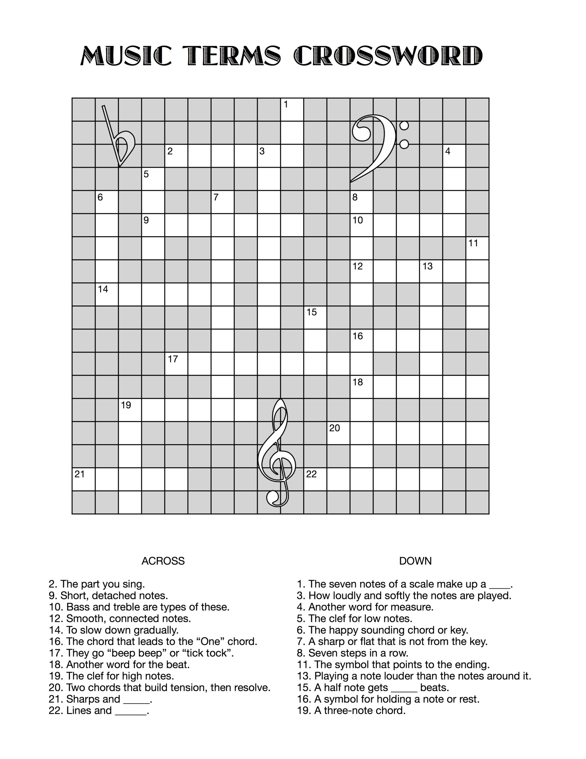 Music Terms Crossword 1 Lynne Davis Music
