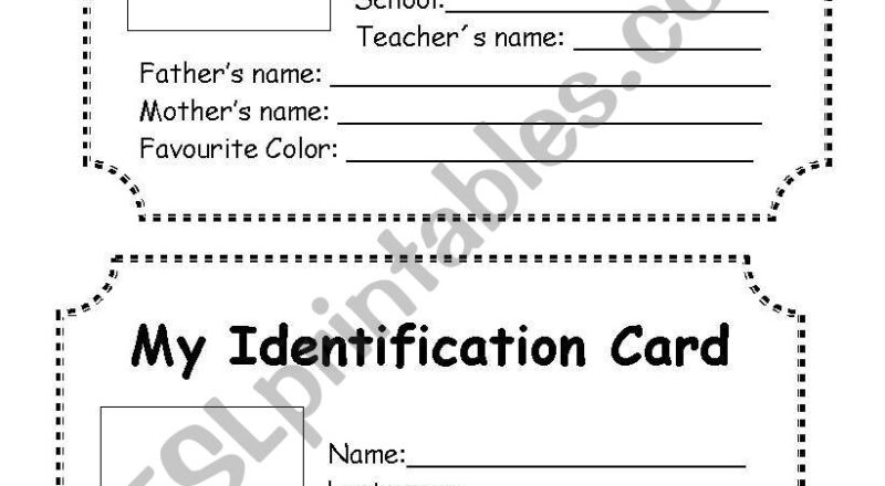 My Identification Card ESL Worksheet By Alissonfp