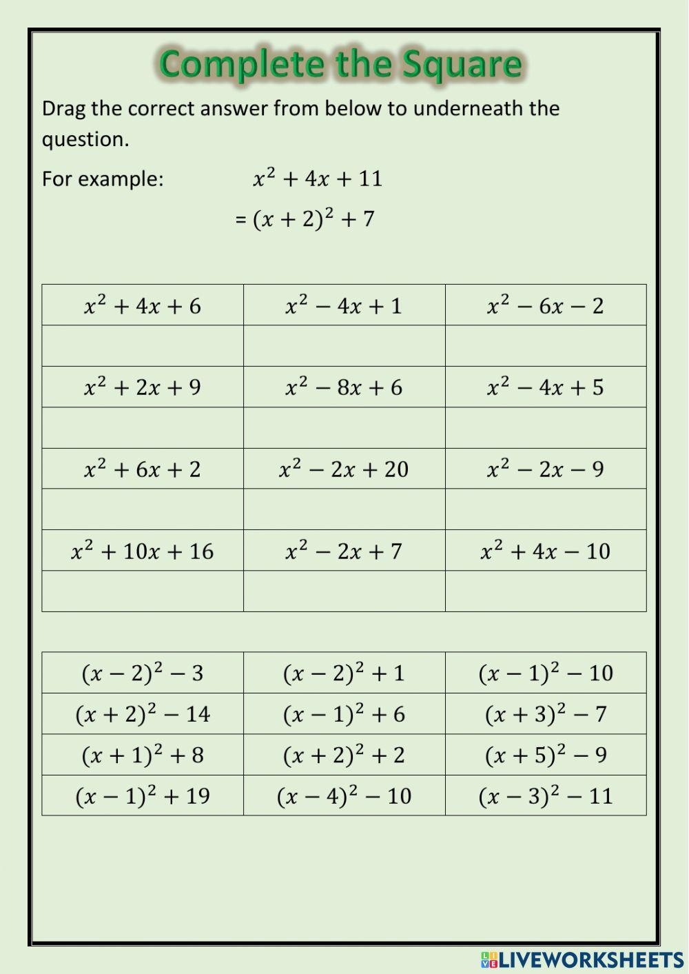 National 5 Complete The Square Worksheet Worksheets Library National 5 Complete The Square Worksheet Worksheets Library