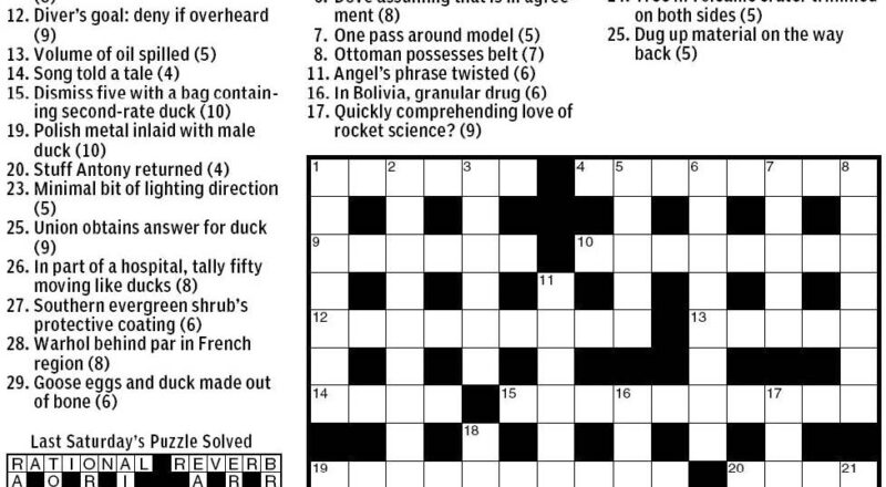 National Post Cryptic Crossword Forum Saturday February 19 2011 Divers Ducks