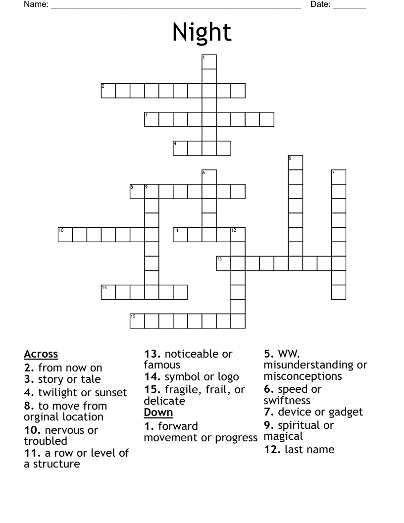 Night Crossword WordMint Night Crossword WordMint