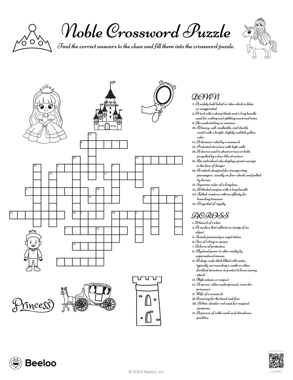 Noble Crossword Puzzle Beeloo Printable Crafts And Activities For Kids Noble Crossword Puzzle Beeloo Printable Crafts And Activities For Kids