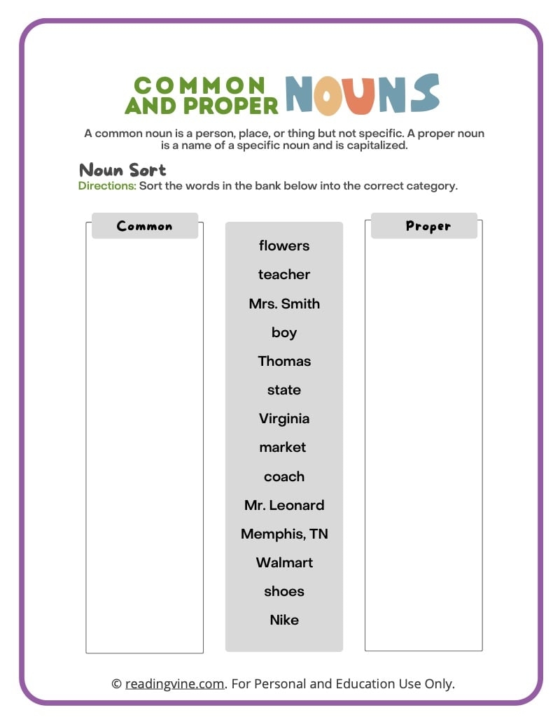 common and proper noun worksheets common and proper noun worksheets