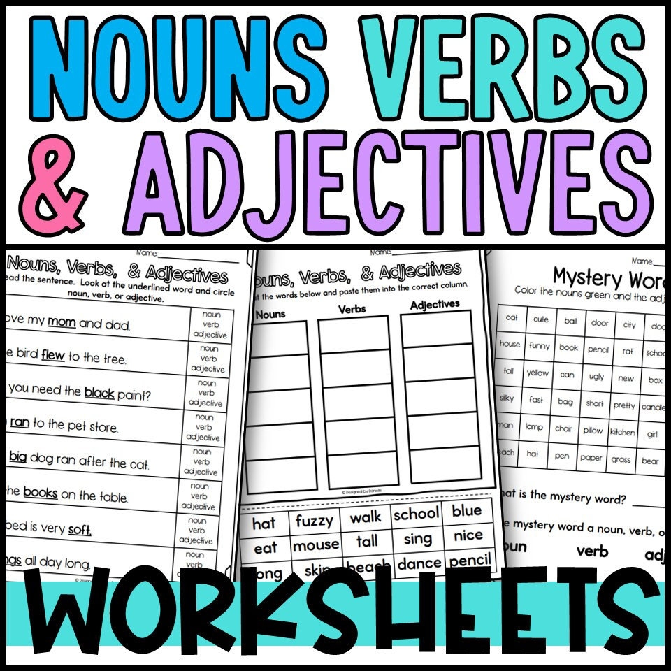 noun verb adjective worksheet