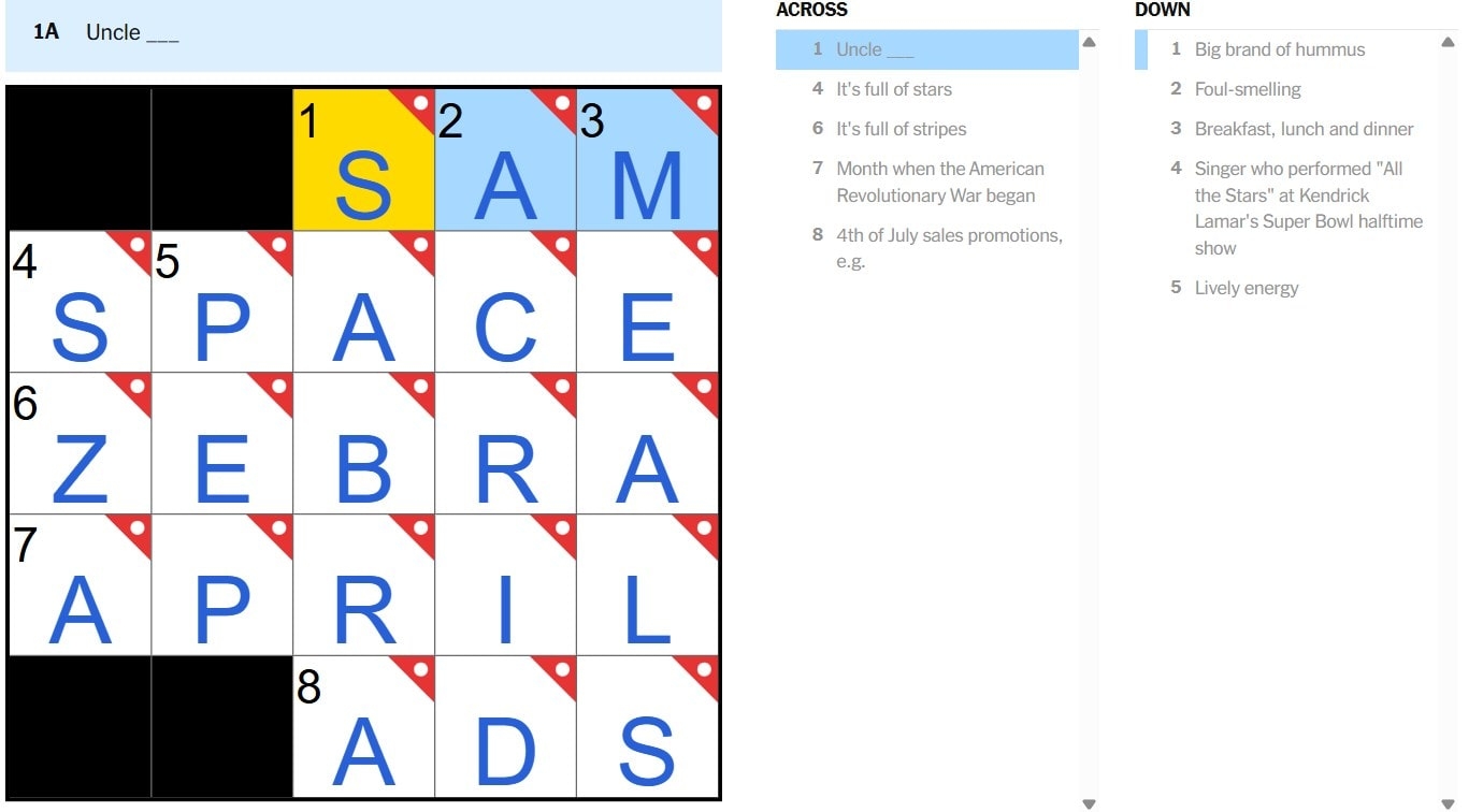 NYT Mini Crossword July 4 2025 What Is Uncle Answer H2S Media