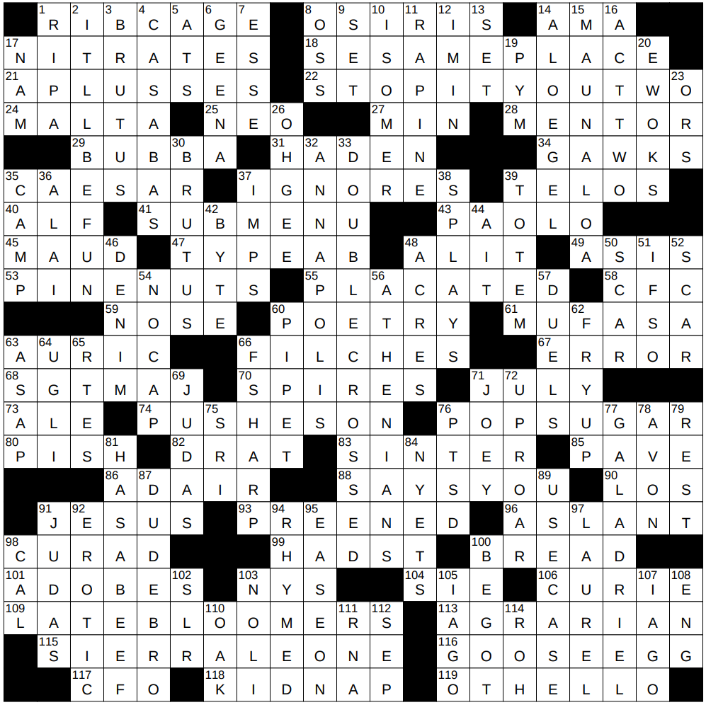 NYXCrossword Page 2 Of 6186 Answers To The New York Times Crossword