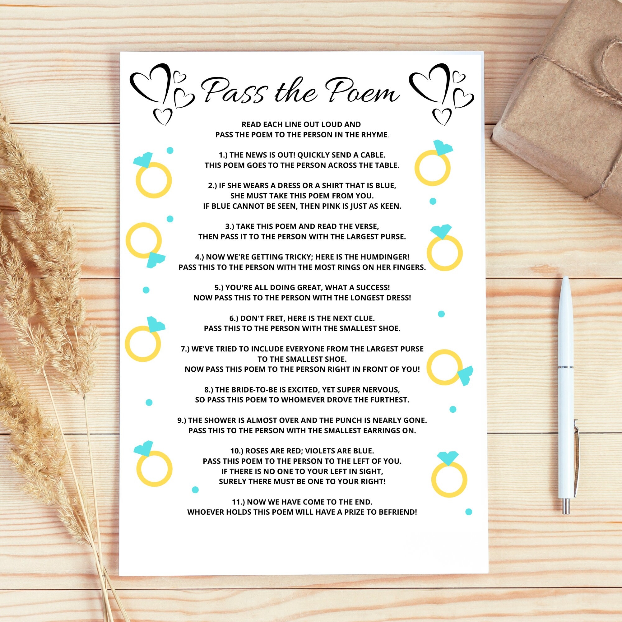 Pass The Poem Game Bridal Shower Game Wedding Shower Digital File Etsy Pass The Poem Game Bridal Shower Game Wedding Shower Digital File Etsy