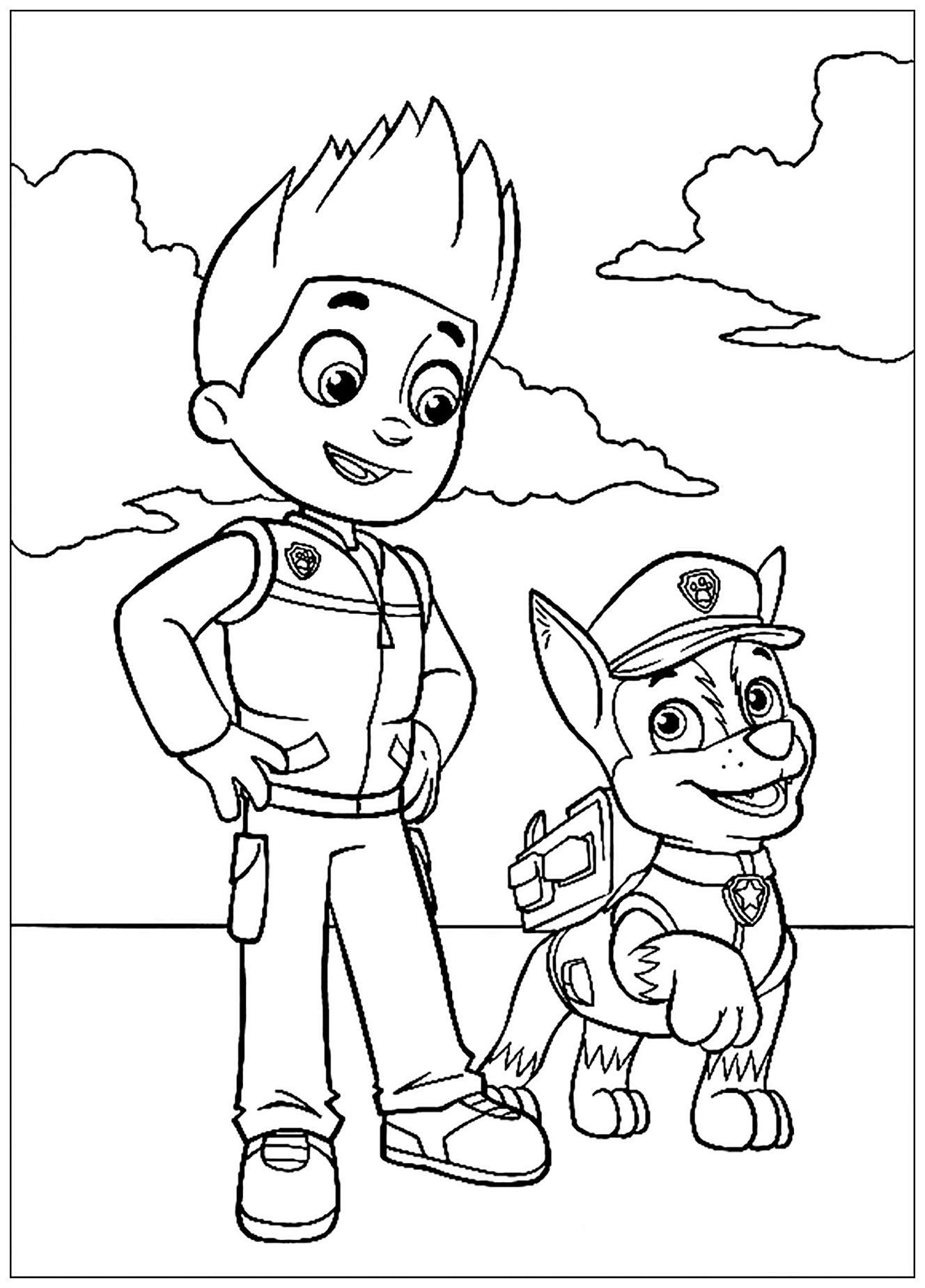 Patrol The Fine Team Ryder And Chase Paw Patrol Coloring Pages Patrol The Fine Team Ryder And Chase Paw Patrol Coloring Pages