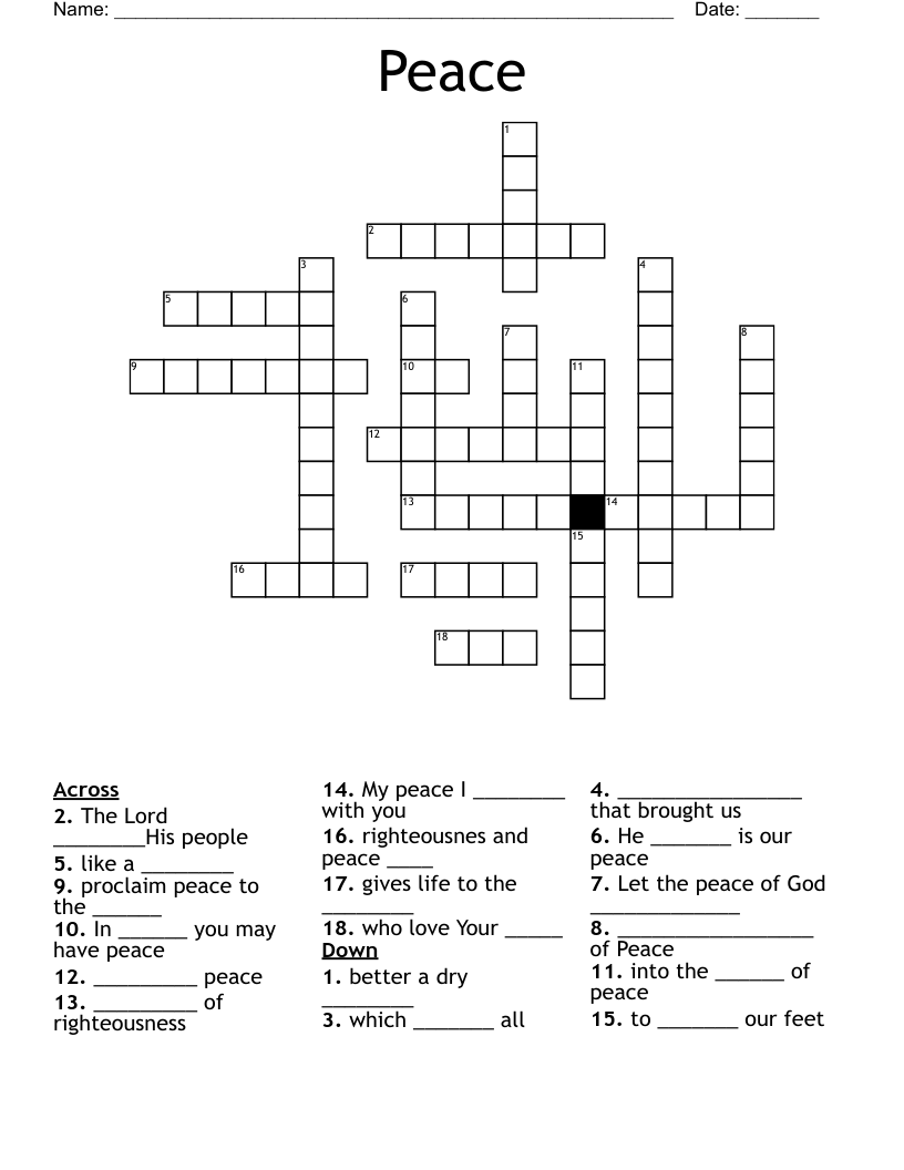 Peace Goddess Crossword Clue 5 Letters Letters