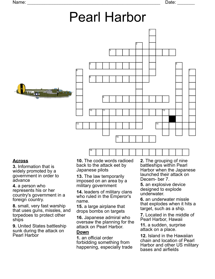 Pearl Harbor Attack Crossword WordMint Pearl Harbor Attack Crossword WordMint