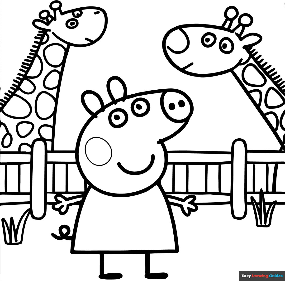 Peppa Pig At The Zoo Coloring Page Easy Drawing Guides