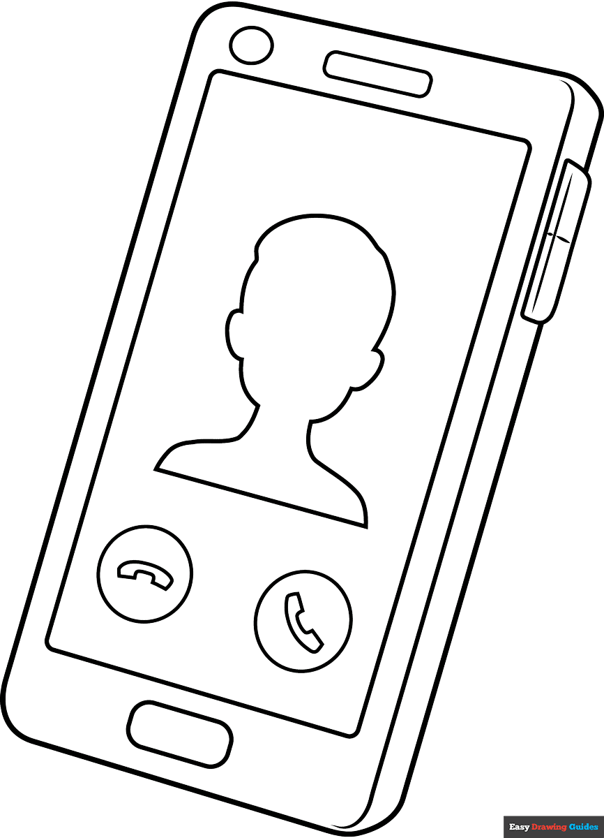 Phone Coloring Page Easy Drawing Guides Phone Coloring Page Easy Drawing Guides