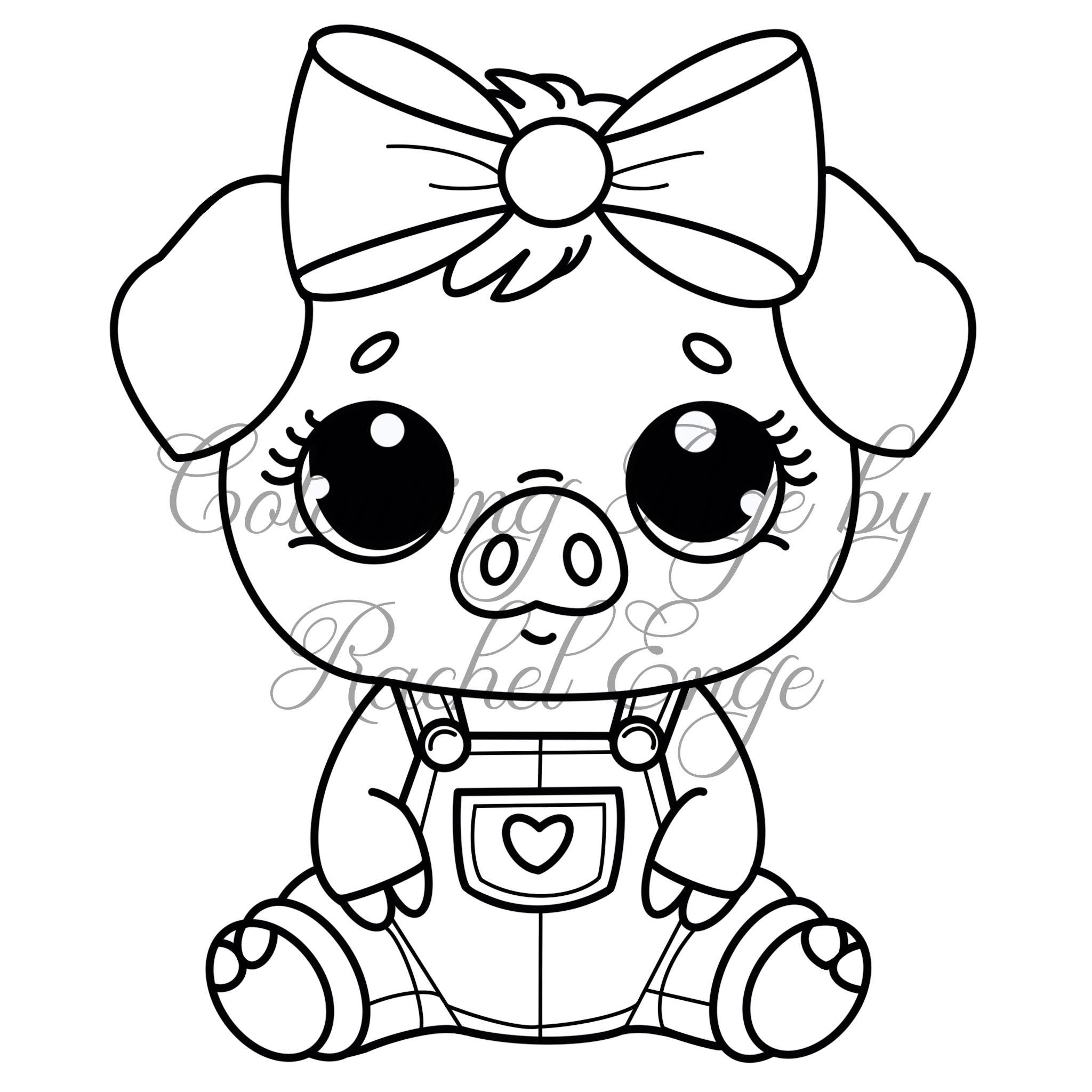 Piggy Digital Colouring Pages Etsy