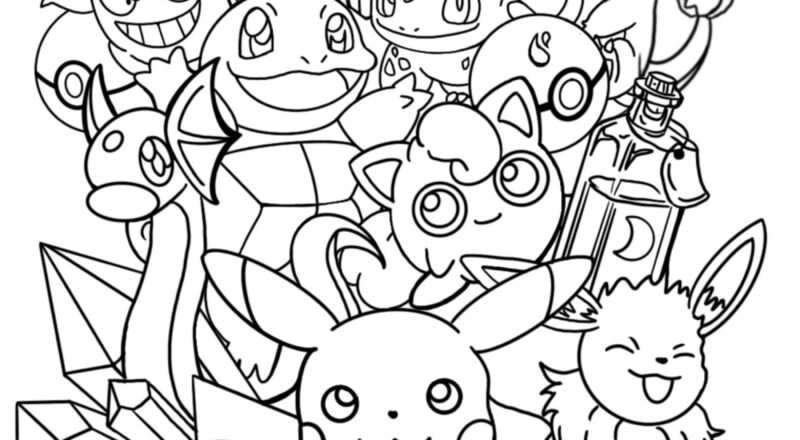 Pikachu Friends With Crystals Potions coloring Page Etsy