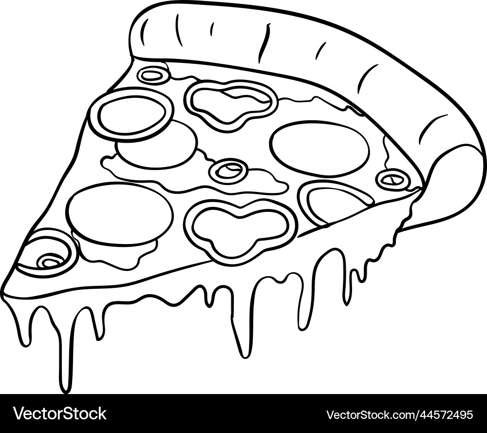 Pizza Isolated Coloring Page For Kids Royalty Free Vector VectorStock