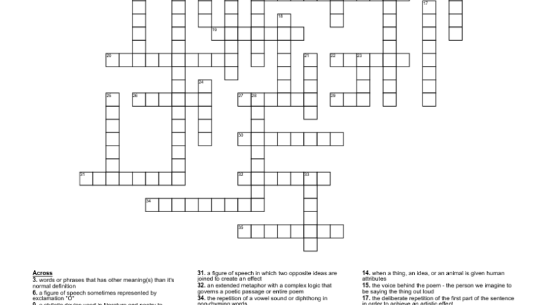 Poetic Devices And Literary Terms Crossword Puzzle WordMint