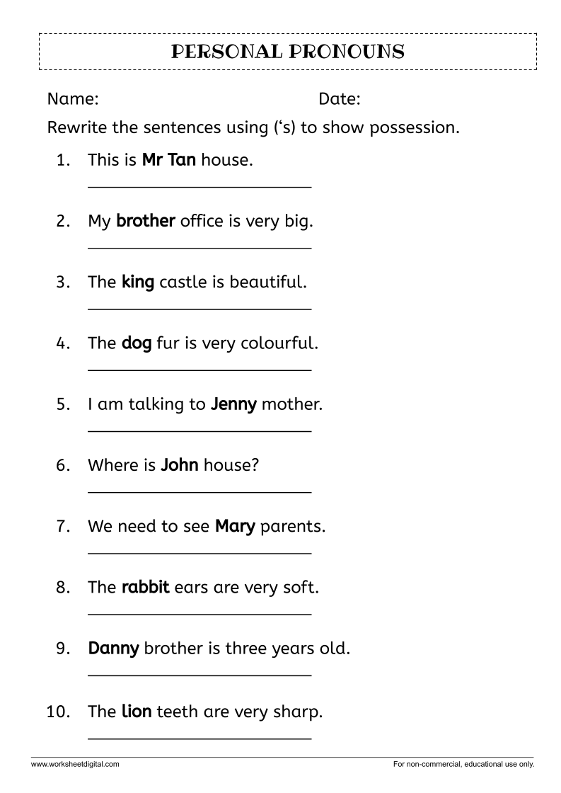 Possessive Nouns By Adding s Worksheet Digital 1 Teacher Made Resources