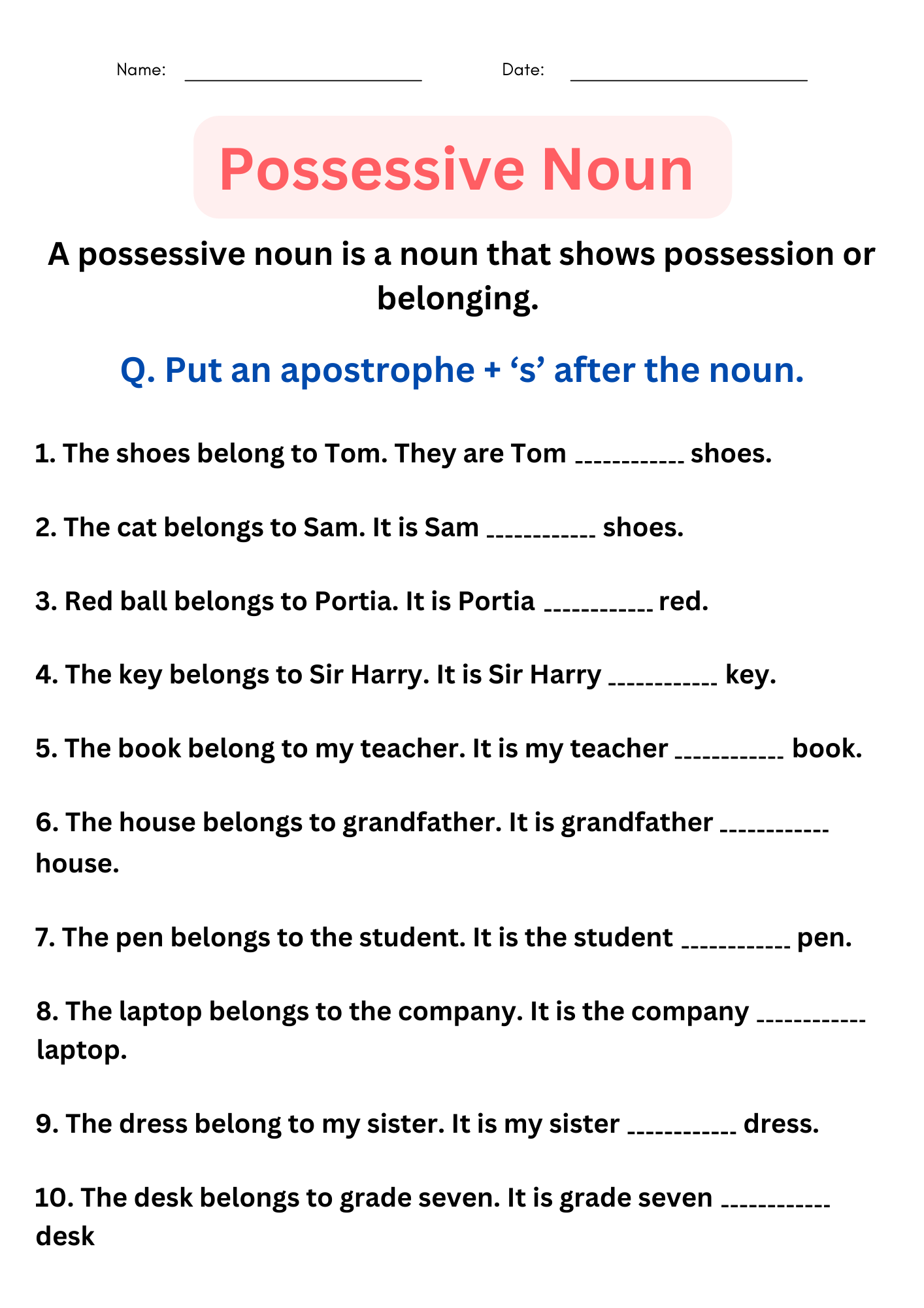 Possessive Nouns Worksheets With Answers Digital And Printable For Grade 4 5 Made By Teachers