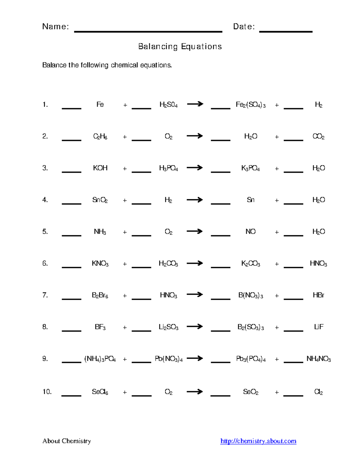 Practising Balancing Equations Worksheet Name Date Balancing Equations About Chemistry Studocu Practising Balancing Equations Worksheet Name Date Balancing Equations About Chemistry Studocu