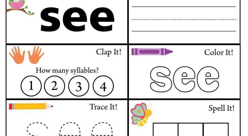 Pre K Sight Word See Worksheet Dolch Sight Words TPT