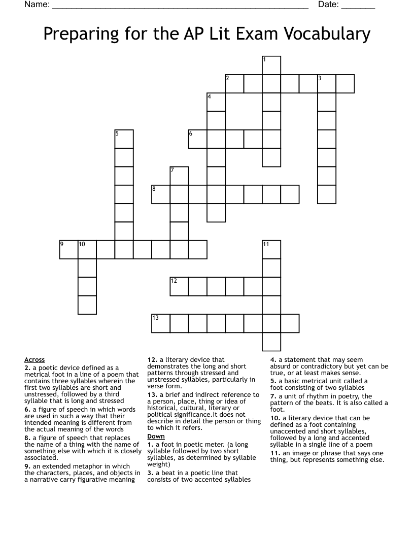 poetic foot crossword clue