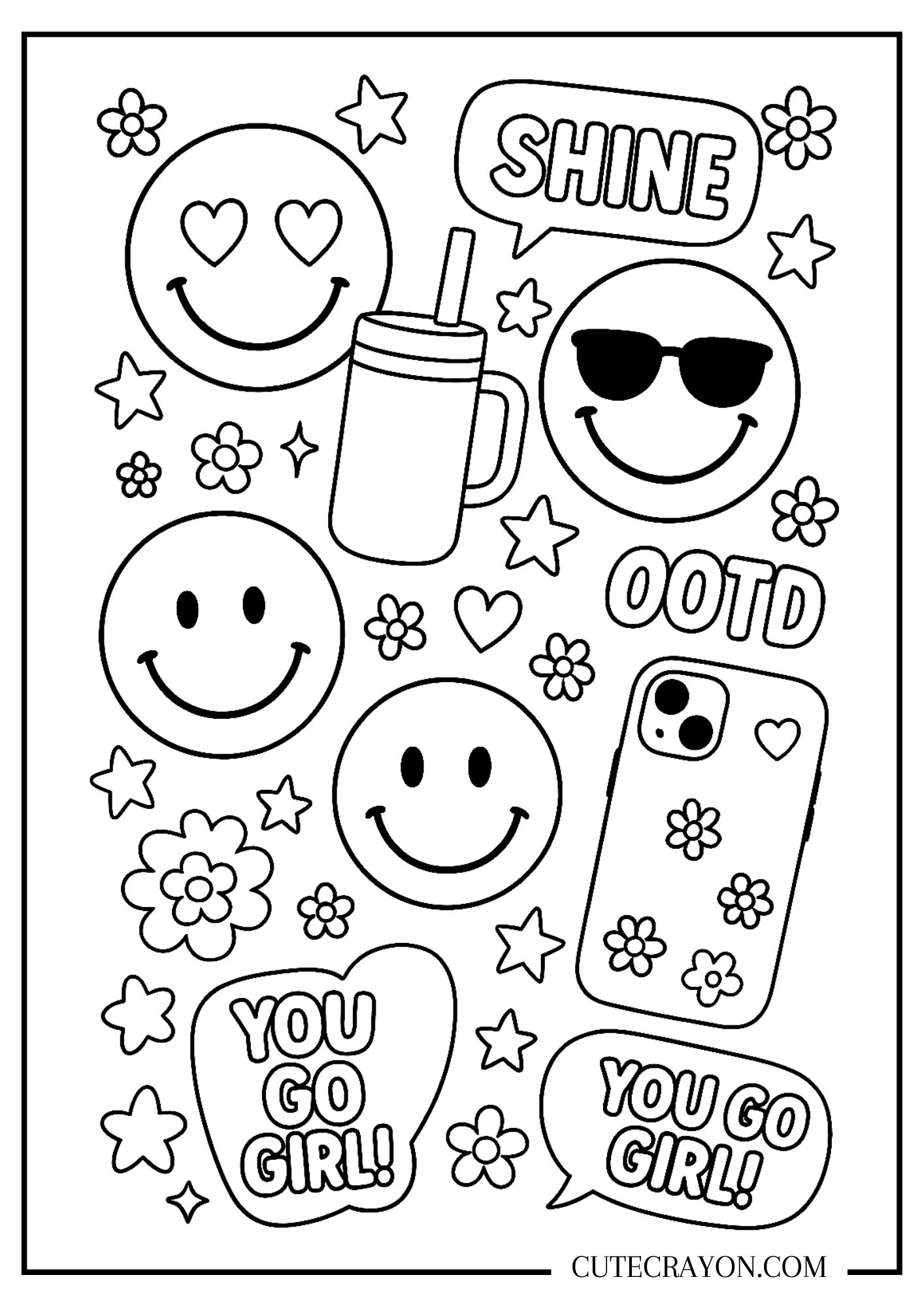 Preppy Coloring Pages Free Printable PDFs To Download
