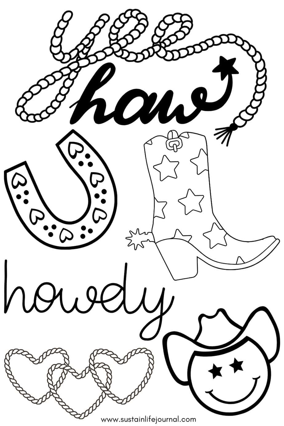 Preppy Pink Cowgirl Coloring Page Sustain Life Journal