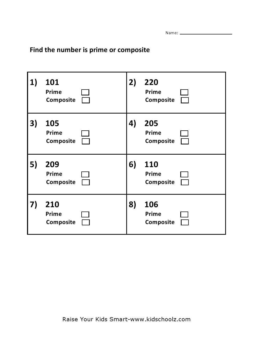 prime composite numbers worksheet prime composite numbers worksheet