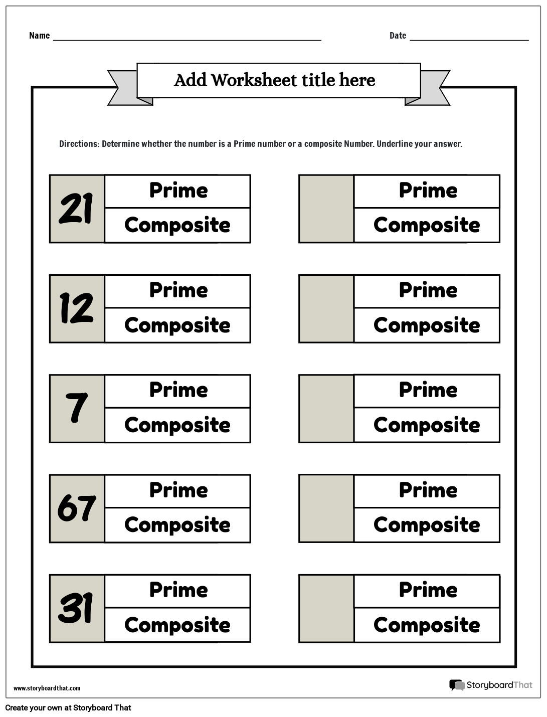 prime and composite numbers worksheets