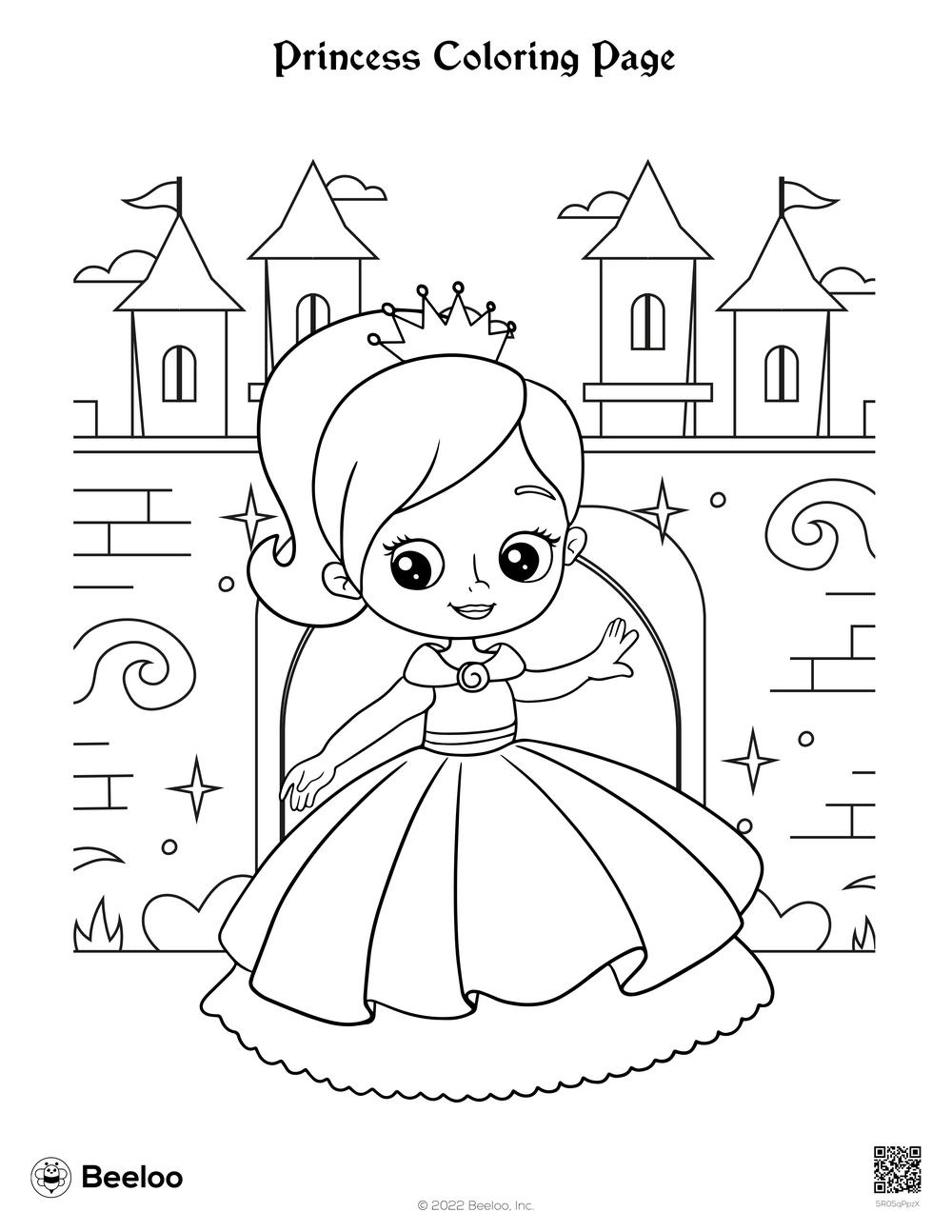 Princess Coloring Page Beeloo Printable Crafts And Activities For Kids