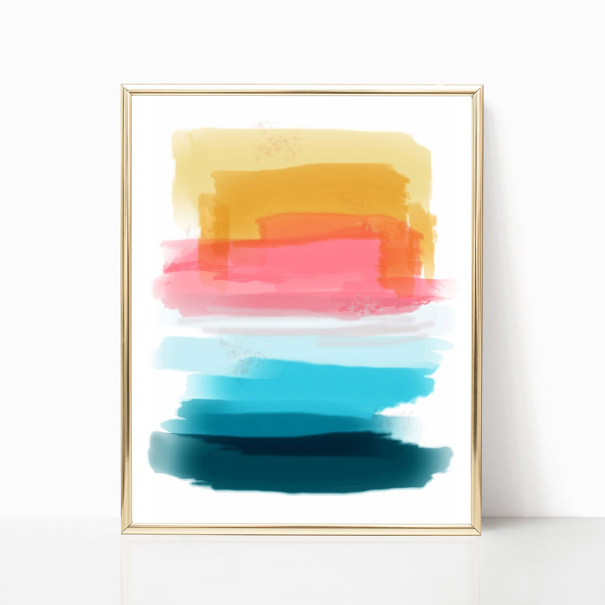 Printable Abstract Art Print Teal Blue Pink Yellow Color Block Wall Art Colorful Minimalist Painting Instant Digital Download Wall Decor Etsy