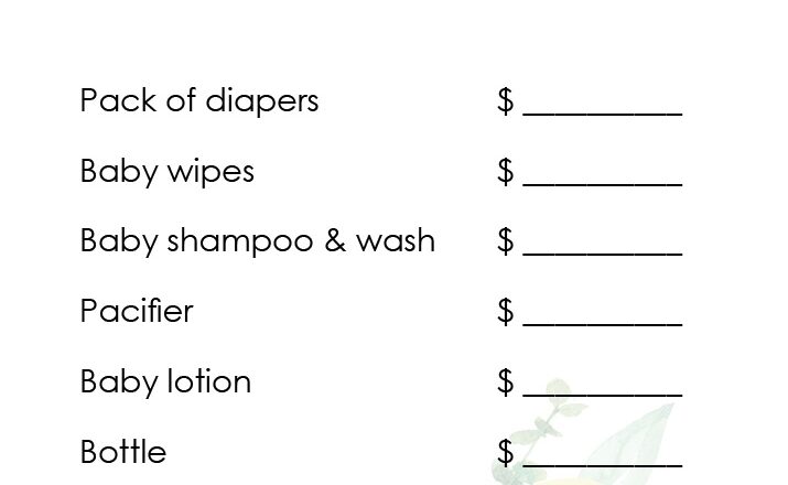 Printable Baby Shower Game Guess The Price Morning Motivated Mom