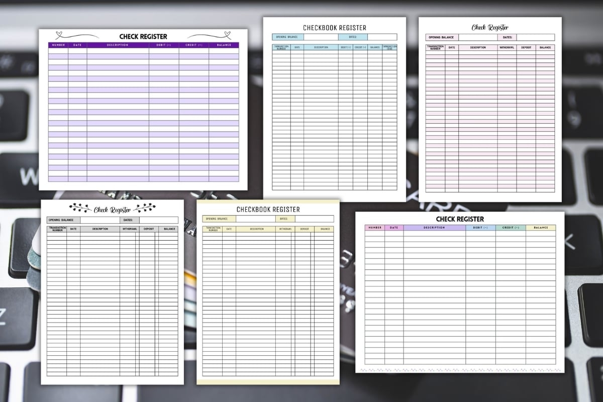 free printable checkbook register