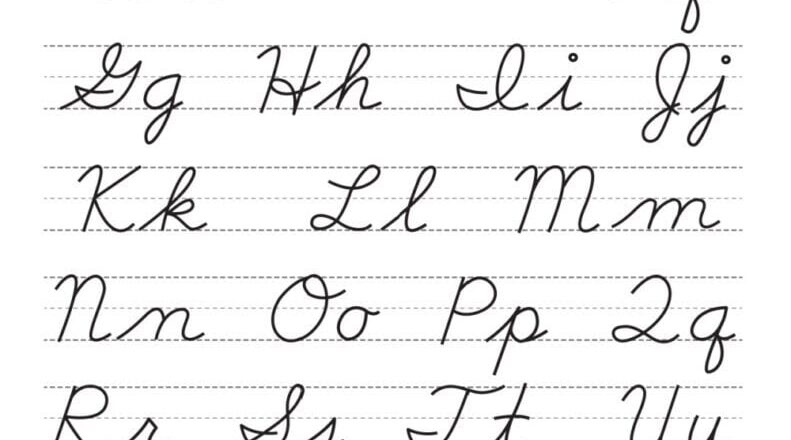 Printable Cursive Alphabet Chart PDF Upper And Lowercase Letters