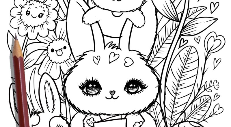 PRINTABLE Cute Easter Coloring Page Hand drawn Coloring Sheet Easter Doodles Coloring Page Kids Coloring Page Adult Coloring Etsy