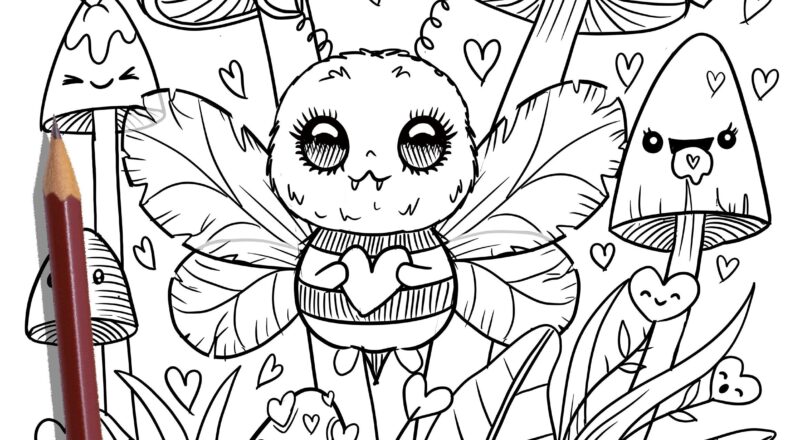 PRINTABLE Cute Kawaii Coloring Page Hand drawn Coloring Sheet Cute Doodles Coloring Page Kids Coloring Page Adult Coloring Etsy