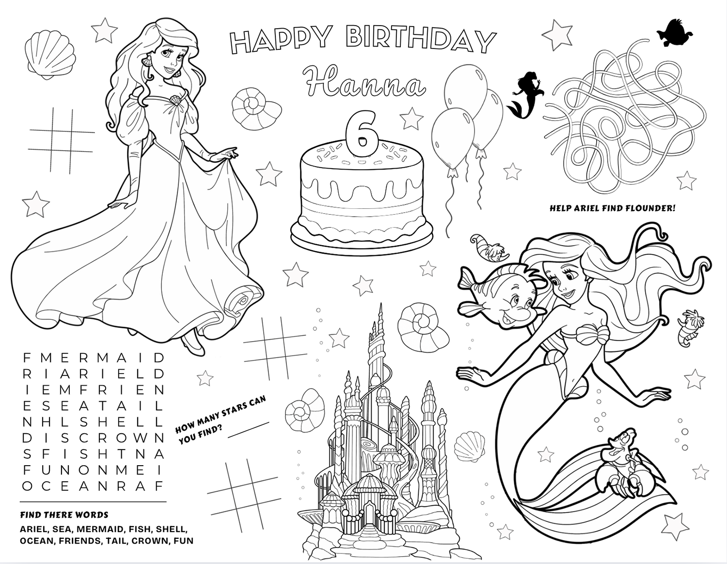 Printable Free Printable Ariel Coloring Page Ariel Birthday Activity Coloring Mermaid Birthday Activity Printable Free Printable Ariel Coloring Page Ariel Birthday Activity Coloring Mermaid Birthday Activity
