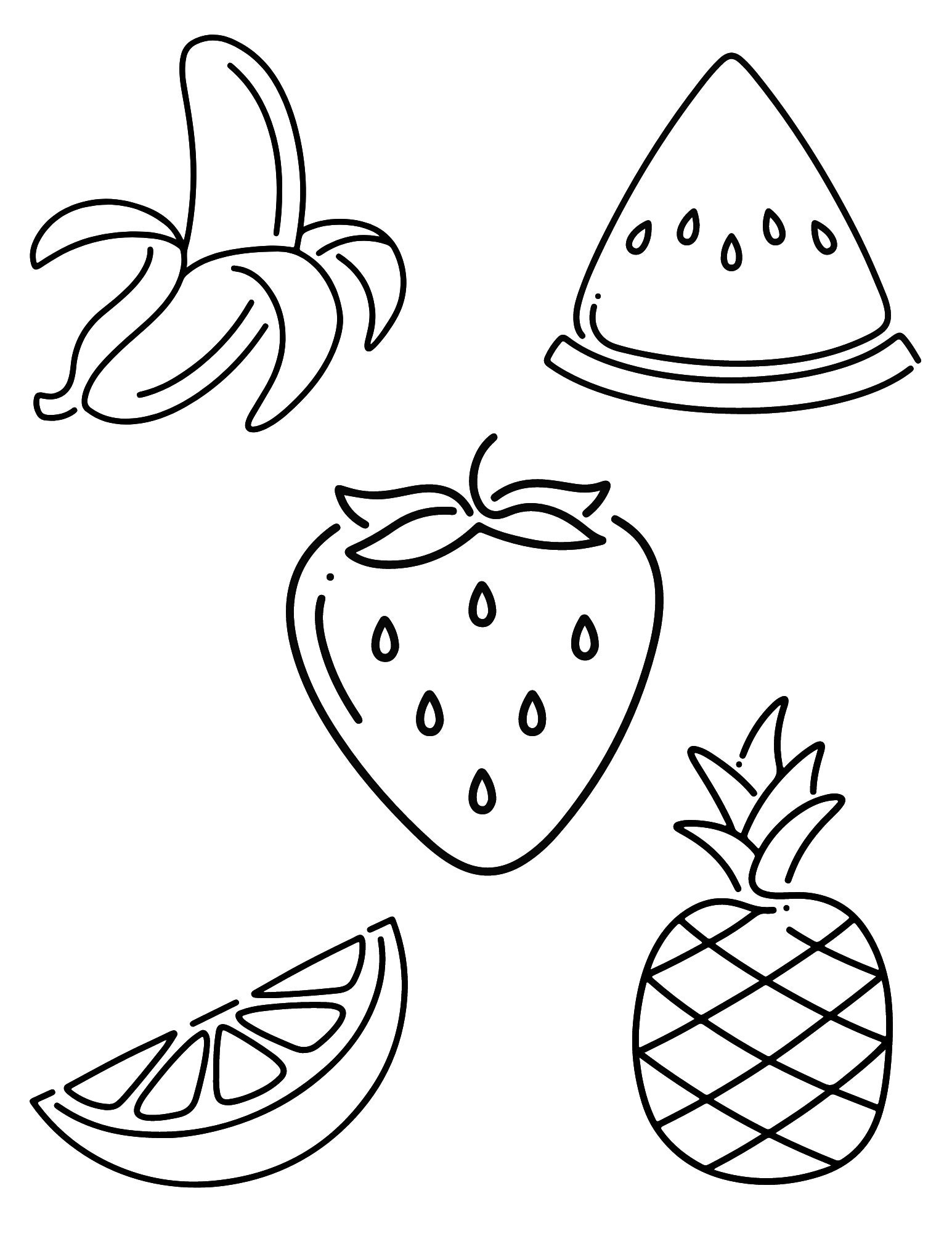 Printable Fruit Coloring Page For Kids Food Etsy Norway