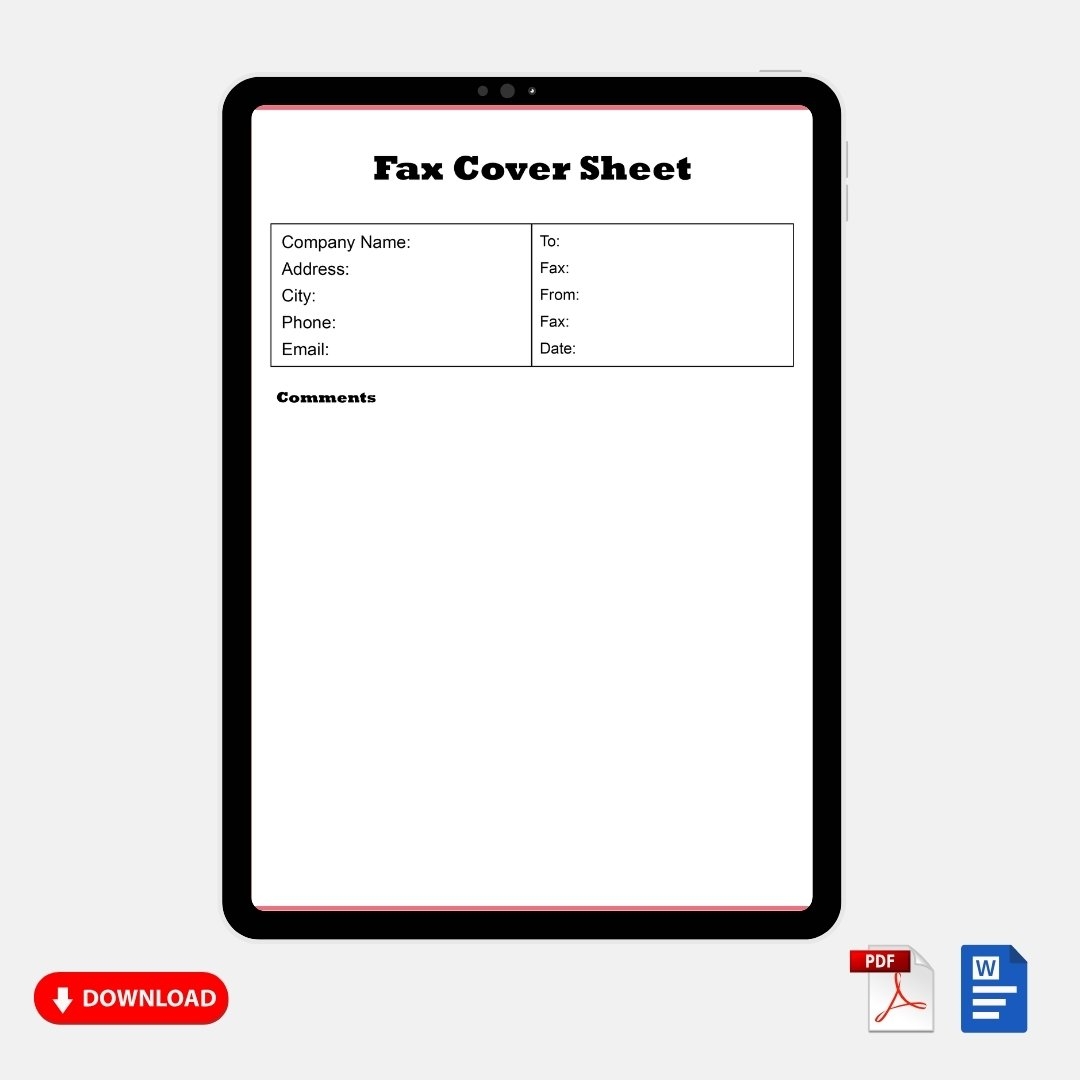 Printable Generic Fax Cover Sheet Template PDF Word 